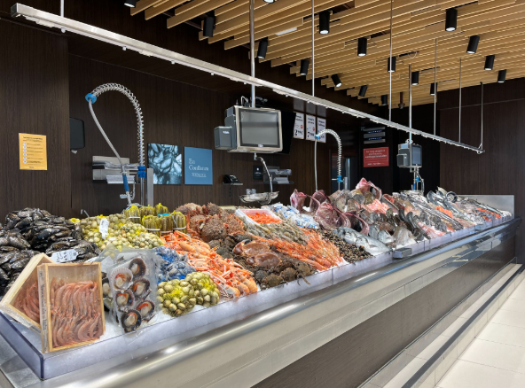 distribucion de pescado y marisco en supermercado
